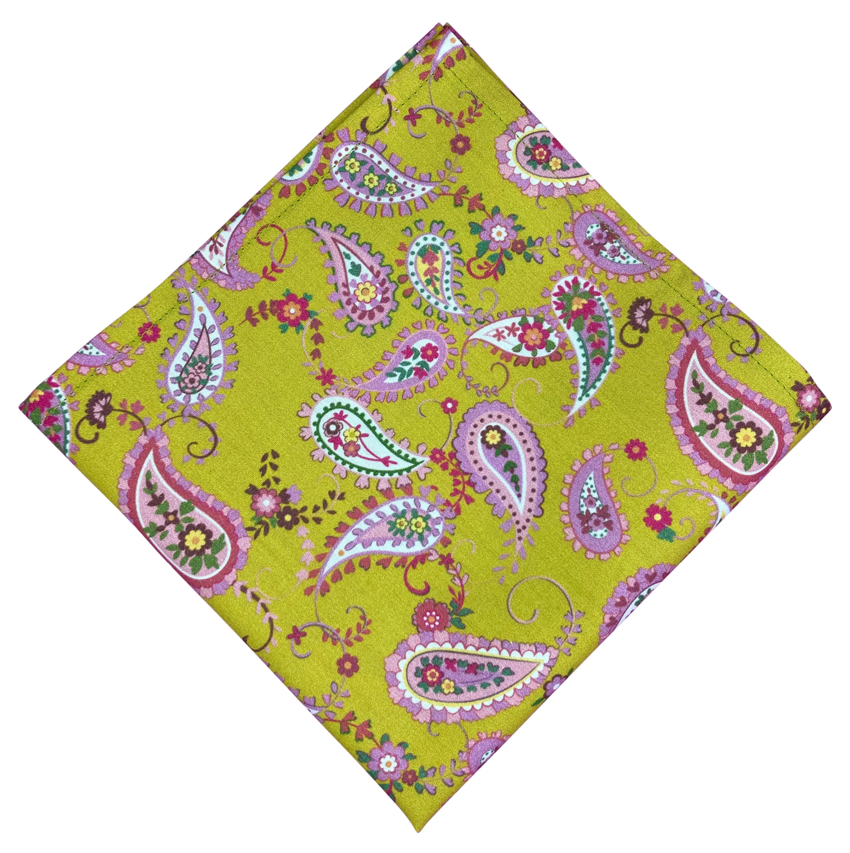 Green and Pink Paisley Self-Tie Bow Tie