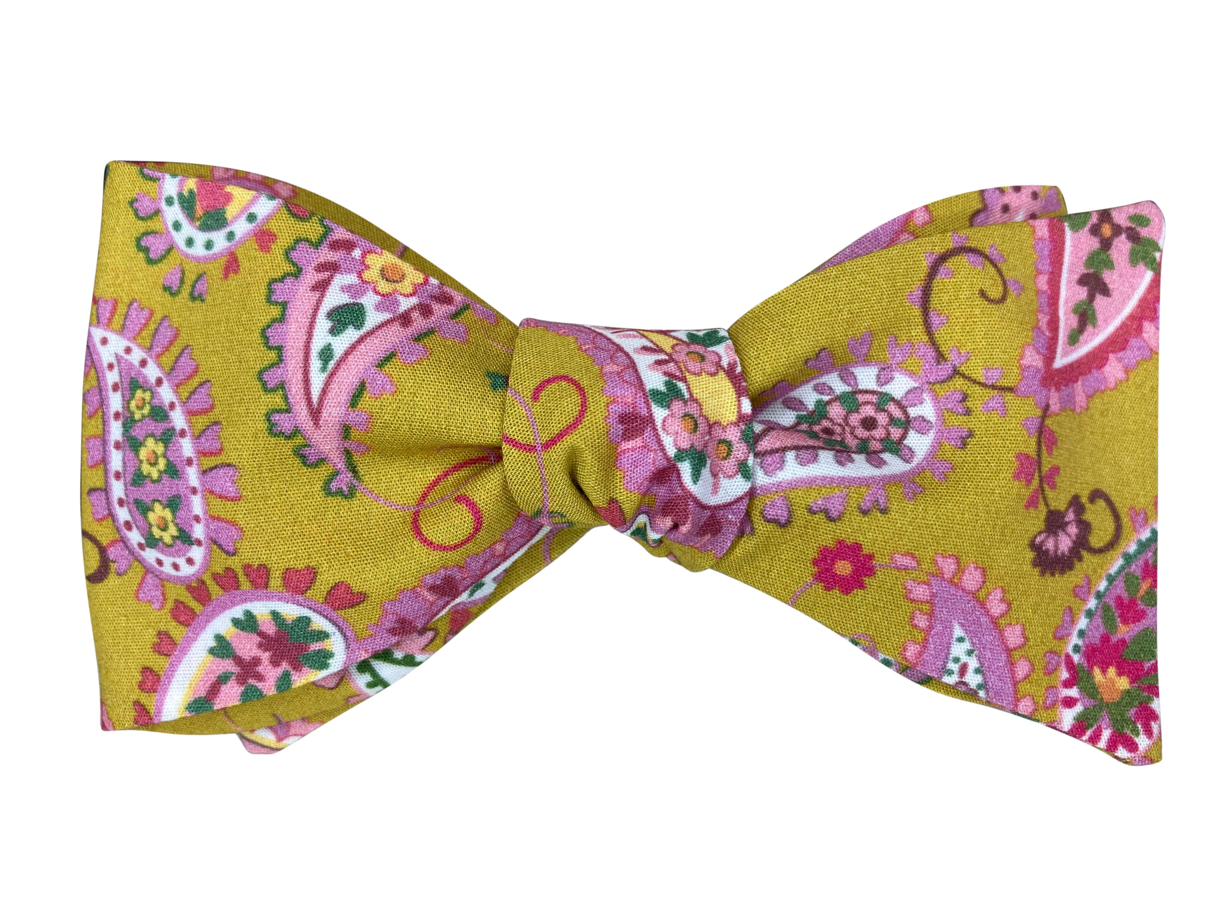 Green and Pink Paisley Self-Tie Bow Tie