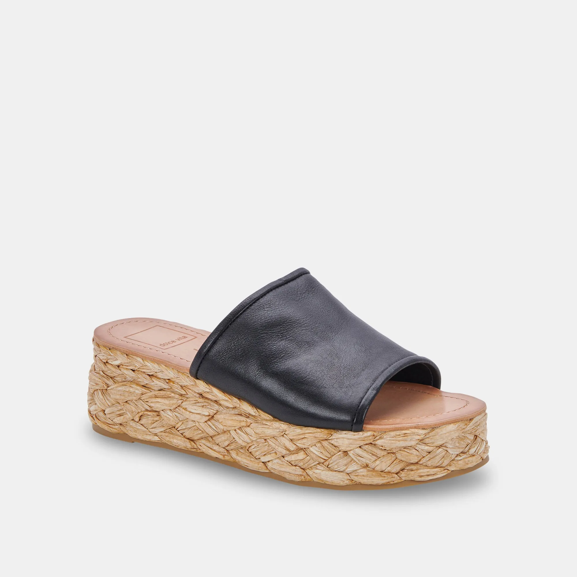 PABLOS WIDE SANDALS BLACK LEATHER