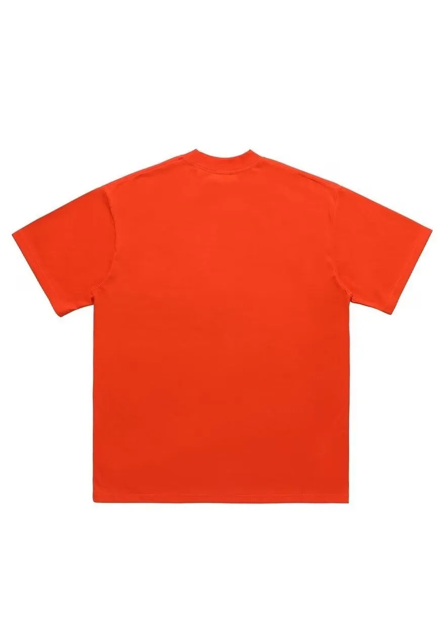 Pentagram star t-shirt pistol print tee grunge top in orange