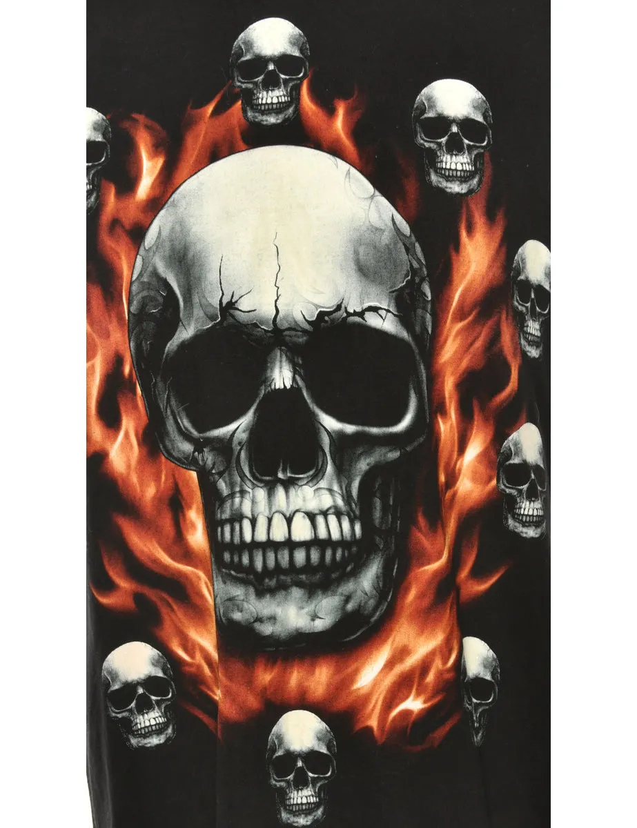 Skull Printed Y2K T-shirt - M