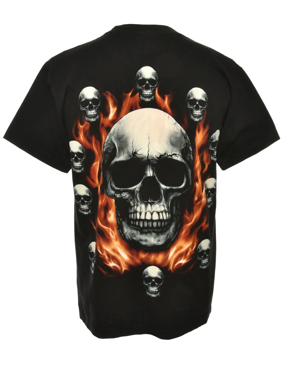 Skull Printed Y2K T-shirt - M