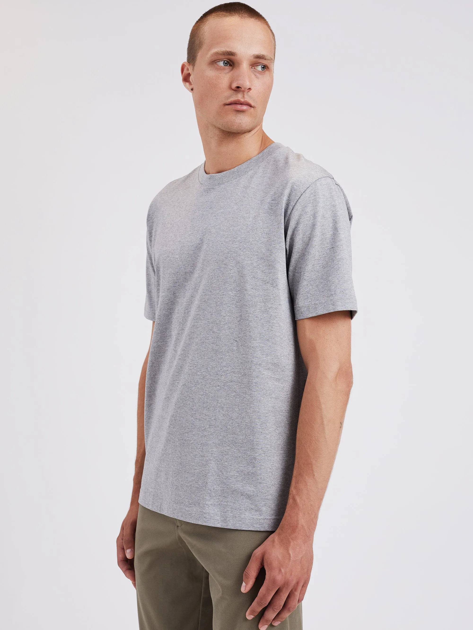 T-shirt in Cotone Organico Grigio Mélange